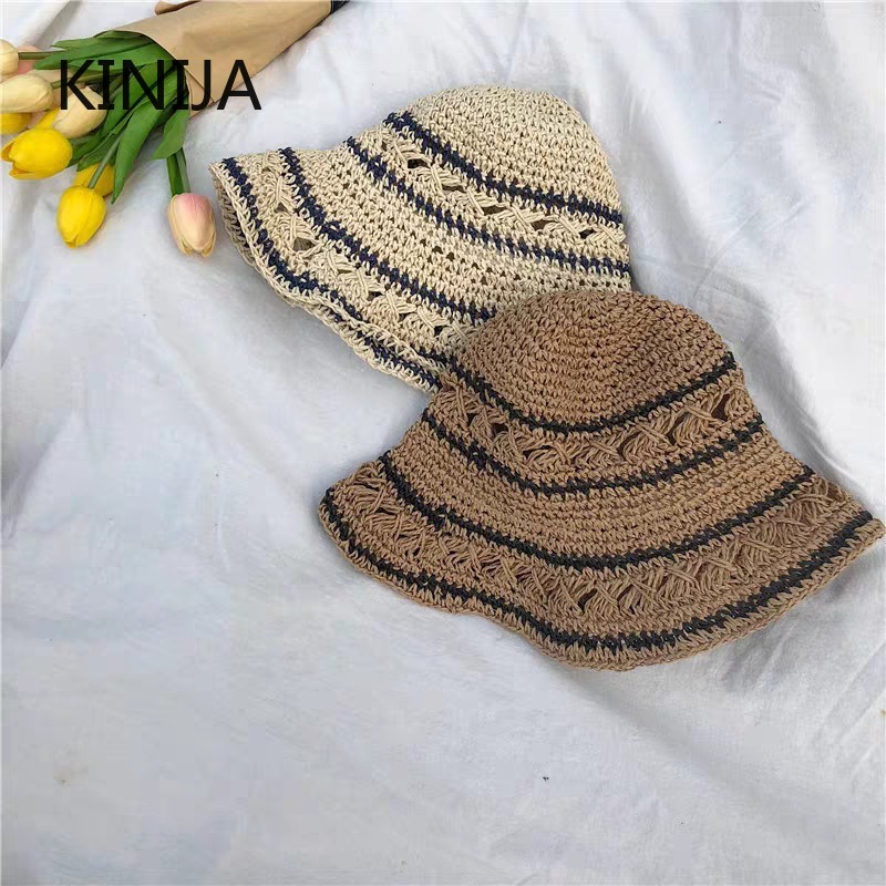 قبعة صيفية للنساء من القش قبعة - مراجعة Bucket Hat Straw وسعره